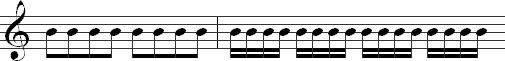 Alternating eighth and sixteenth notes
