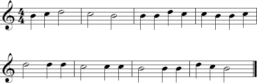 B, C, and D in mixed rhythms