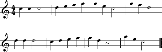 Notes on the first and second strings with mixed rhythms