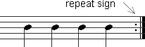 Repeat sign with explanation