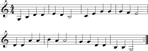 Mixed rhythms on the second through the sixth strings