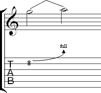 Whole step bend in tablature