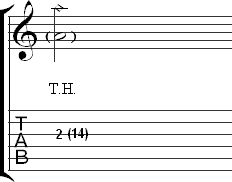 Tap harmonic notated in tab