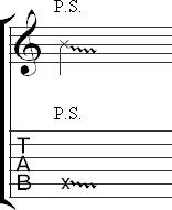 Pick scrape notated in tab