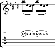 Tapping indicated by placing tapped notes in a circle