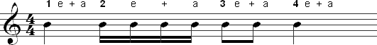 Counting a passage by counting all 16th notes