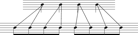 Quarter notes subdivided into 8th notes