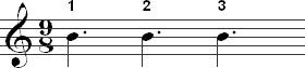 Counting dotted quarter notes in 9/8