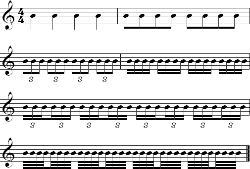 Subdividing with common rhythms