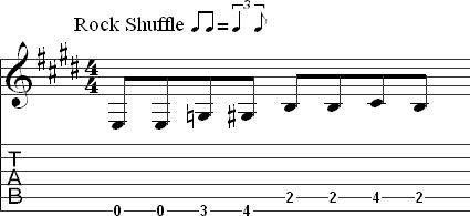 Swung eighth notes notated with a textual indication and symbol