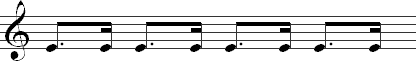 Swung rhythms notated as dotted eighths and sixteenths