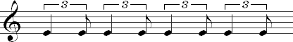 Swung rhythms notated as triplets