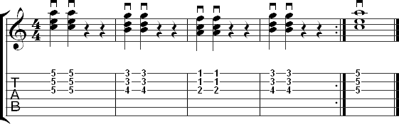 Barre chord exercise in A minor