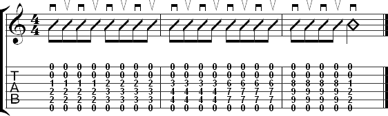 E major barre chord shape exercise