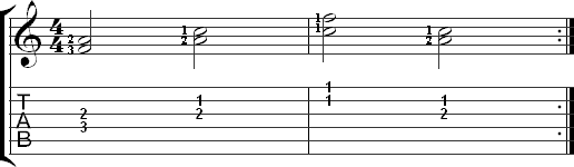 Exercise for learning the F major chord