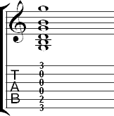 Tablature for G major version 1