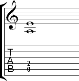 Tablature for the two-string version of A5