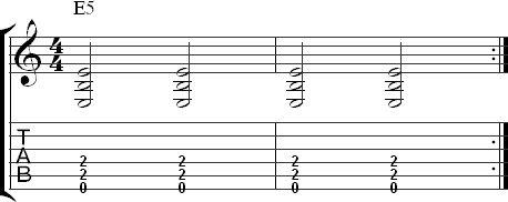 A power chord exercise in half notes