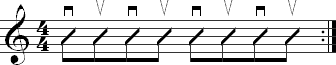 A strumming pattern with only 8th notes