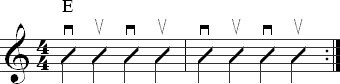 Strumming exercise in quarter notes with upstrokes and downstrokes