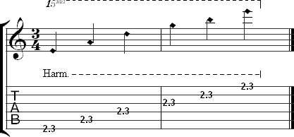 Harmonic exercise - 2.3 fret harmonic