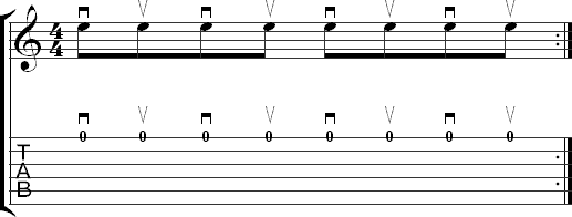 Alternate picking exercise in 8th notes on an open string