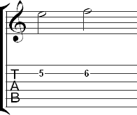 Half step in tablature and notation